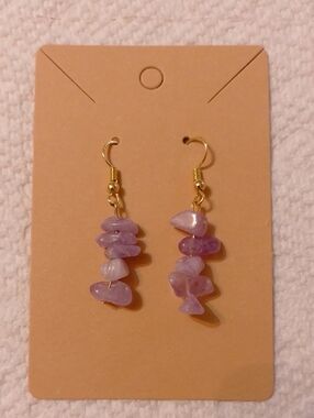 *3/$20* New Amethyst  Semi Precious Gem Stone Dangle earrings